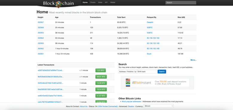 Blockchain.info was a popular Bitcoin block explorer.